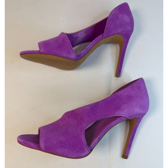 Vince Camuto Alinton Purple Suede Size 7 High Stiletto Peeptoe Heel Pumps Formal - Picture 6 of 13